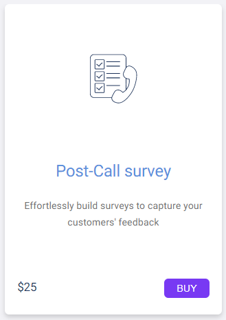 The Post-Call Survey application tile in the marketplace
